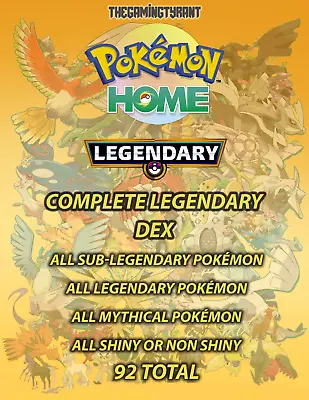 $9.99 • Buy Pokemon Home All 92 Sub-Legendary/Legendary/Mythical Pokemon
