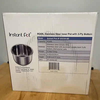 NIB  8 Quart Stainless Steel Inner Pot For Instant Pot Original Insta Pot! New! • $30