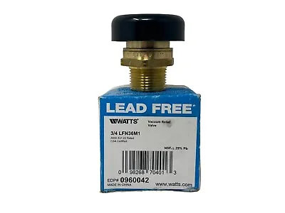 $34.99 • Buy Watts 3/4 In. Lead Free Brass Vacuum Relief Valve LFN36M1