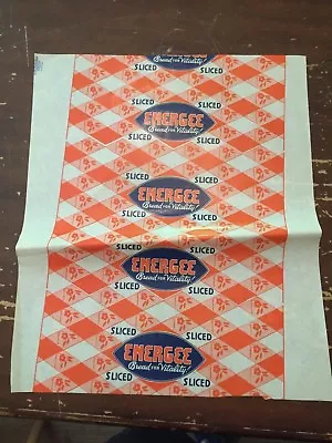 Vintage 1930's Sliced Energee Bread For Vitality Wax Wrapper • $10