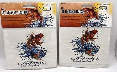 New (2) Ed Hardy KOI Cling Blings Rhinestone Decal Sticker By Christian Audigier • $10