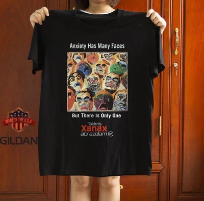 $24.99 • Buy Xanax - Anxiety Has Many Faces Black Unisex T-Shirt Size S-5XL