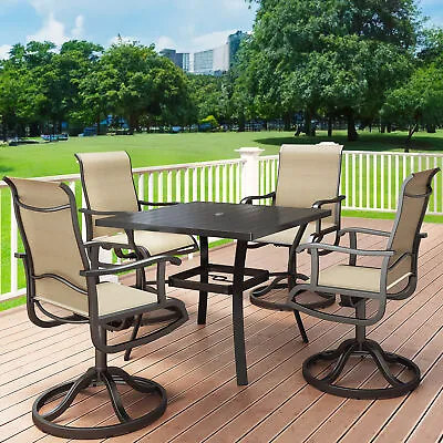 5/7PCS Patio Outdoor  Furniture Dining Table Set Swivel Chairs Lawn Garden Yard • $211.19