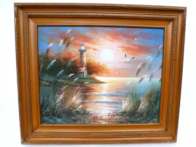 B Bernard Duggan Signed Original Seascape Oil Painting Lighthouse. • $62.50