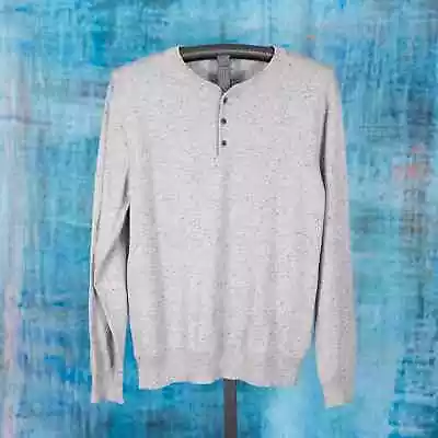 NEW J. Crew Cotton Silk Donegal Tweed Henley Sweater Gray Men's Size LARGE NWT • $54.99