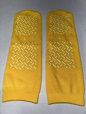 1 PairYellow Medline Anti-Slip Socks Gripper Bottom Non-Skid Hospital Size Large • $4.99