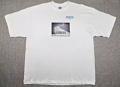 Metlife Y2K Promo T Shirt Mens 2XL XXL White Barcode Your Road To Success • $18.88