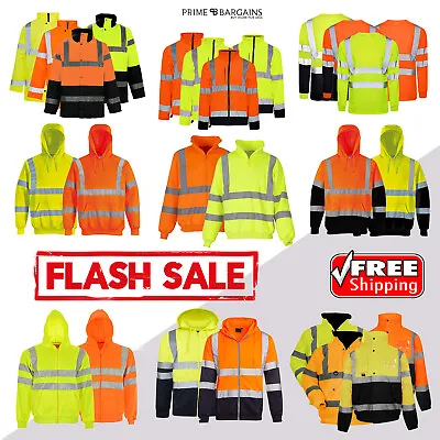 £15.98 • Buy Hi Vis Viz High Visibility Jackets Pullover Hoodie Work Hooded Fleece Sweatshirt