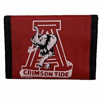 Vtg 80’s University Of Alabama Crimson Roll Tide Nylon Wallet Hook And Loop SEC • $14.95