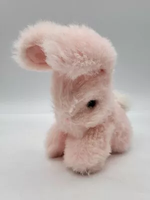 Vintage 1982 Gund Pink Baby Bunny Rabbit With White Tail Bell Rattle Plush • $49.99