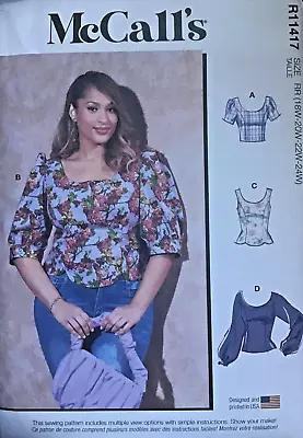 McCalls R11417 Misses Sz. Variations 8-32w Princess Seam Top Sewing Pattern New • $4.99