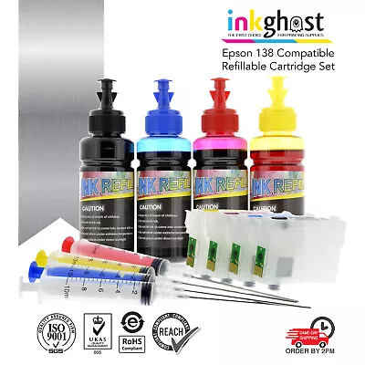 Inkghost 138 Refillable Cartridge Set For Epson Workforce 3520 3540 3530 Not OEM • $99.99