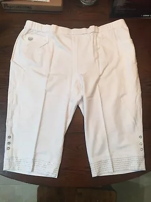 Quacker Factory DreamJeannes Capris With Rhinestones (3X) - White - New W/ Tags • $9.99