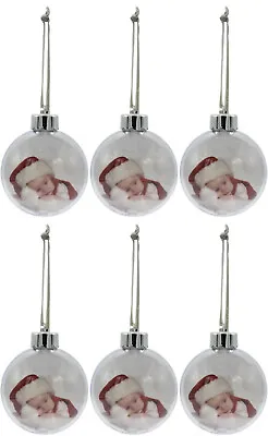 Clear Acrylic Photo Ornament Ball (3.15 Inch) With Silver Cap And Hanger 6 Pak • $14.94