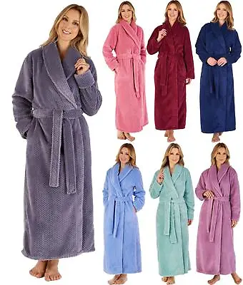 Slenderella Luxury Waffle Robe Soft Coral Fleece Shawl Collar Wrap Dressing Gown • £51.99