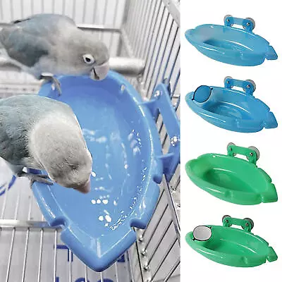 Parrot Bird Water Bath Tub For Pet Cage Hanging Bowl Parakeet Food Feeder Box • £9.71