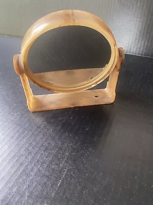 Vintage Round Amber Counter/Wall Mount Tilting  Magnifying Mirror. • $45