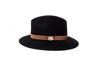 Borsalino Alessandria 1857 Black Fur Felt Fedora Hat Italy Rain Proof Sz 7.45  • $99.99