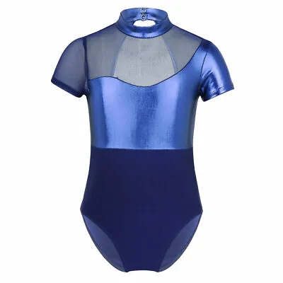 Girls Mesh Ballet Gymnastics Metallic Hooded Tank Top Leotards Dancewear Costume • £8.36