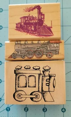 Lot Of 3 Trains Engine Locomotive Caboose Rubber Wood Stamps Hero Arts Stampede • $8