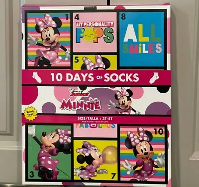 Disney Minnie Mouse 10 Days Of Socks Size Advent Calendar Toddler Size 3T-5T  • $10.99