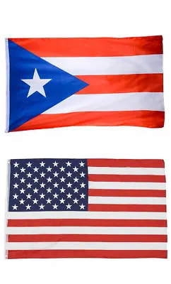 2 Flags Puerto Rican Flag Of Puerto Rico 3 X 5 Feet And American Usa Flag 3 X 5 • $13.88