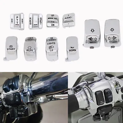 $18.99 • Buy For Harley Motorcycle Hand Control Switch Housing Button Cover Cap Kits Chrome