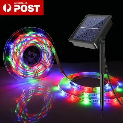 $26.59 • Buy 5M Solar Power RGB LED Strip Lights Waterproof 8 Modes Changing Garden Outdoor 