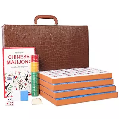 Chinese Mahjong Set Professional Mahjong Game SetComplete Traditional Blue • $79.12