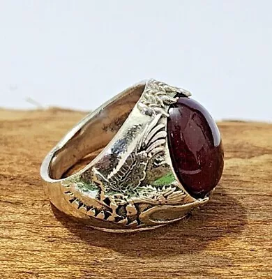 Unique Red Garnet Gemstone Ring Solid 925 Silver Handmade Lovely Men's Ring S264 • $14.02