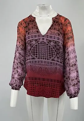 Diane Von Furstenberg 'Maiko' Long Sleeve Blouse In Temple Tie Dye Sz 0 NWT • $86.62