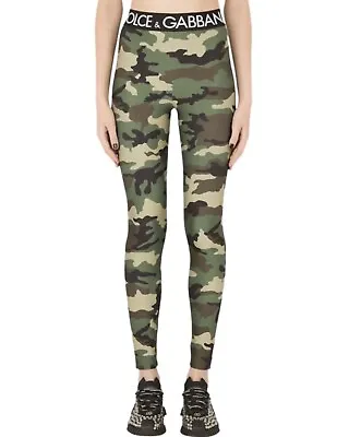 Dolce & Gabbana Logo-waistband Camouflage-print Leggings $875 Retail Work Out • $439