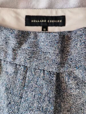 Ladies Holland Esquire Wool Blend Tweed Blue Trousers Size 10 Paisley Detailed  • £22