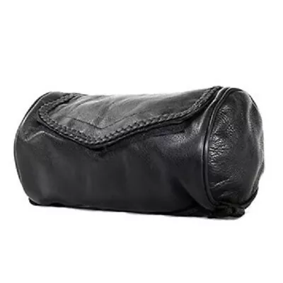 9  W Genuine Cowhide Black Leather Motorcycle Tool Fork Bag For Harley - Ddc60 • $34