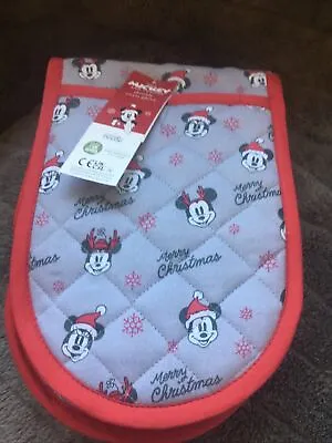 Disney Mickey And Minnie Mouse Christmas Double  Oven Gloves • £15