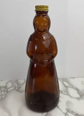 1970's Mrs Butterworth's 10  Amber Brown Glass Syrup Bottle W/ Metal Cap EMPTY • $12.99