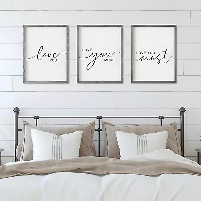 Set Of 3 Love You More Sign I Love You Sign Love You More Wall Decor For Bedroom • $44.99