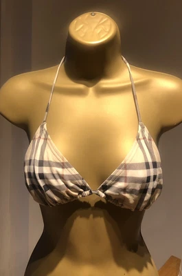 £39.99 • Buy Genuine BURBERRY Bikini Top Swimwear (TOP ONLY) Nova Check Beige M Medium 90’s