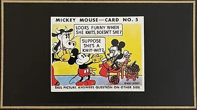 1935 Mickey Mouse Bubble Gum Card #5 Looks Funny When She Knits…..✨A 1995 Card • $5