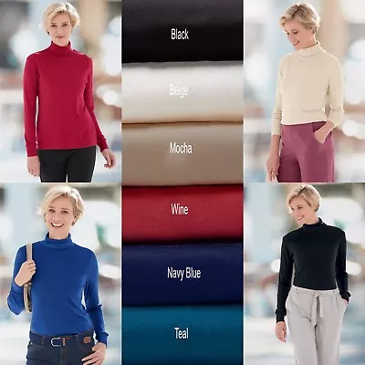£5.99 • Buy Ladies Long Sleeve Roll Polo Neck T-Shirt Top Turtle Neck Top All Sizes