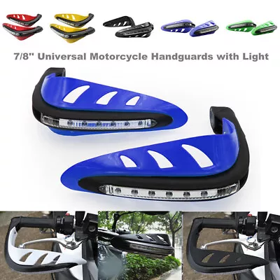 Blue Motorcycle Handguard Dirt Bike Hand Guards LED Light Universal ATV Enduro • $32.98