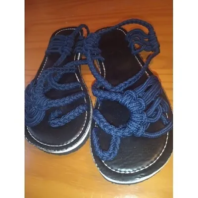 UNBRANDED Rope Sandal BLUE Flat Toe Ring Accessory Women's Size 8 • $5