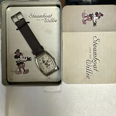 Disney Mickey Mouse Steamboat Willie Quartz Watch In Collectible Tin 2004 • $39