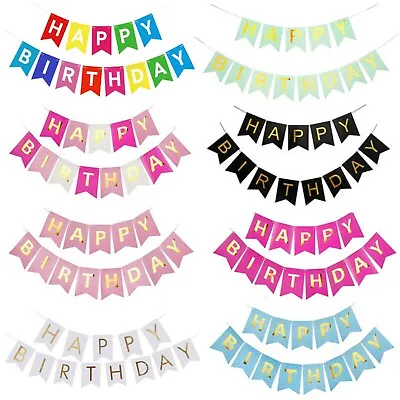 Happy Birthday Bunting Banner Letter Hanging Card Party Decoration Garland • £2.69