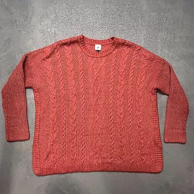 CAbi Sweater Women's Large Dusty Red Cable Knit Crew Neck Pullover • $15.19