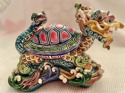 Feng Shui Colored Ceramics Dragon Turtle Snake Statue • $40