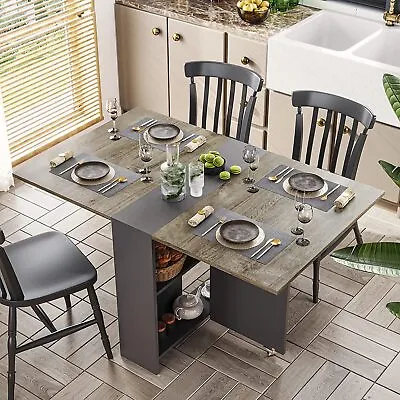 Folding Dining Table With 6 Wheels Multifunction Expandable Table For Kitchen • $151.99