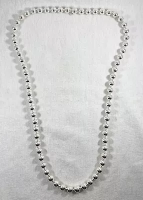 Milor 950 Sterling Silver Bead Necklace 67 Grams 32” Long • $59.99