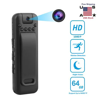 $19.99 • Buy 1080P HD Video DVR IR Night Cam 8-hour Camcorder Mini Body Police Camera