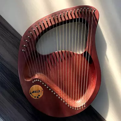 Lyre Harp 24-String Harp Solid Wood Mahogany Lyre Harp With Pick Strings Wiper • $85.40